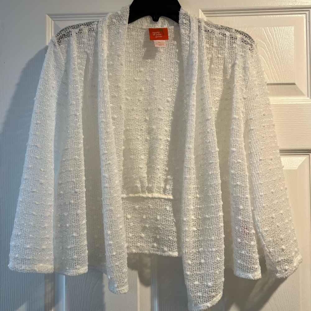Hearts of Palm Petite, White Cardigan that goes with everything!